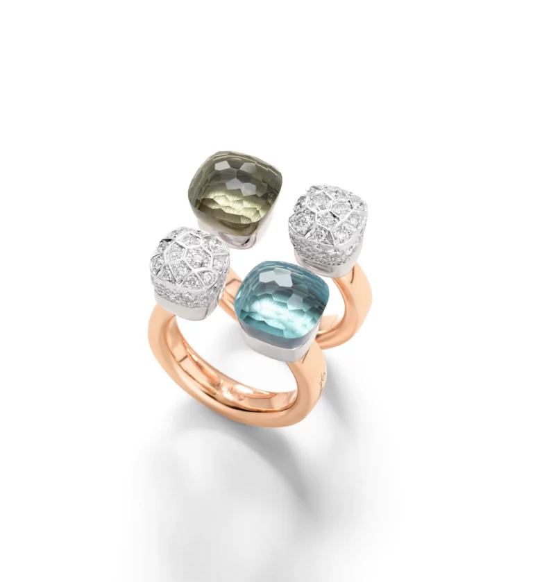 NUDO rings with diamonds, sky blue topaz and prasiolite by Pomellato (5)