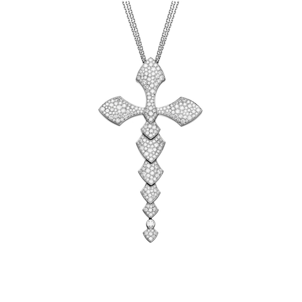 Akillis-Python-pendentif-cross-or-blanc-diamants-PPY0010